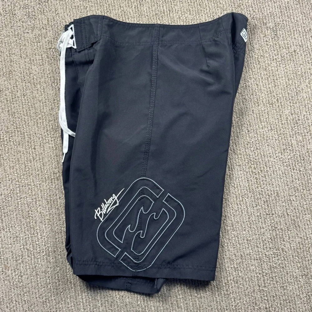 VTG Billabong Cargo Board Shorts Swim Trunks Mens 34 Black Drawstring Logo Y2K